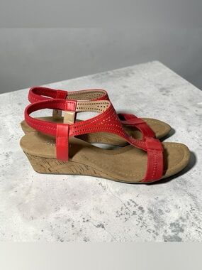 ALFANI Women's Coral T-Strap Step Round Toe Wedge Slip On Slingback Sandals New